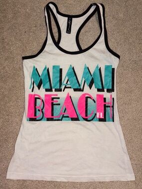 Miami Style Miami Beach Retro Tank 80s Racerback Combed Cotton S